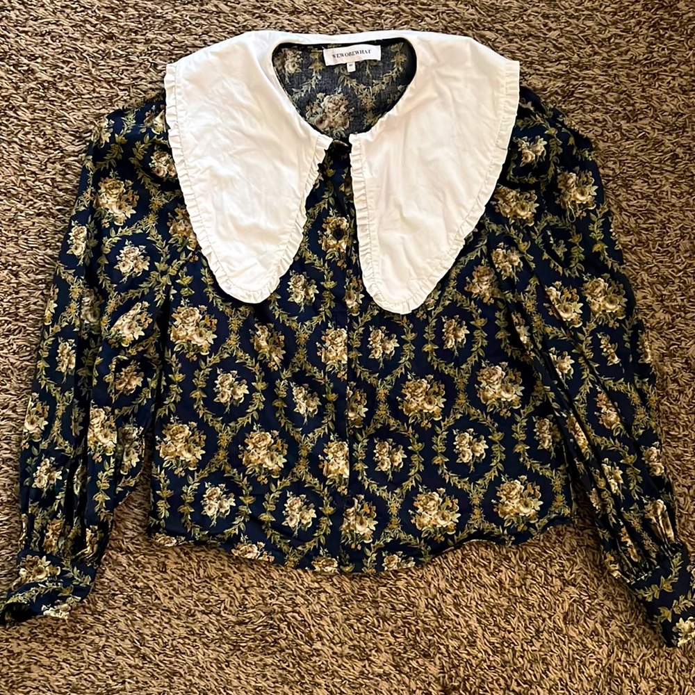 WeWoreWhat Puff Sleeve Victorian Floral Top